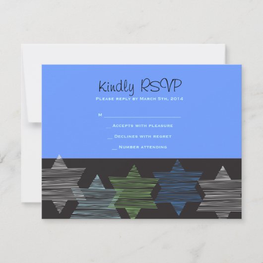 STARS CONNECTION Bar Bat Mitzvah Reception Card RSVP Kaartje (Voorkant)