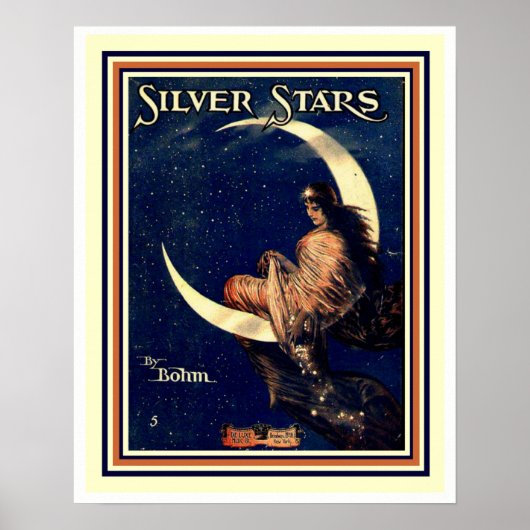 Stars d'argent par Bohm Art Nouveau Poster 16 x 20 (Devant)
