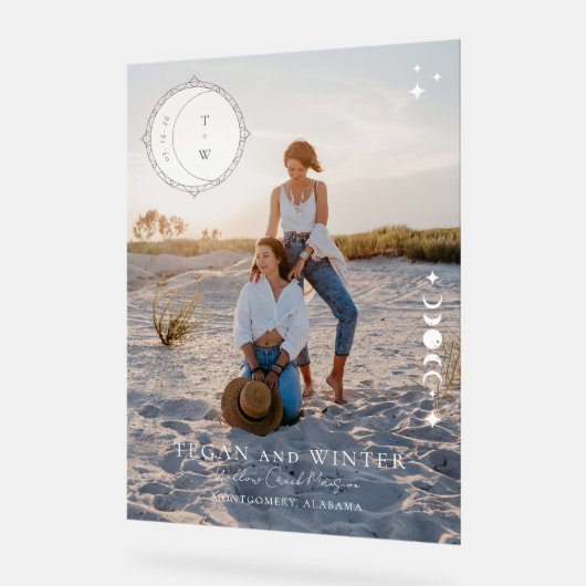 Stars de lune céleste Monogramme Mariage de bienve (Angle)