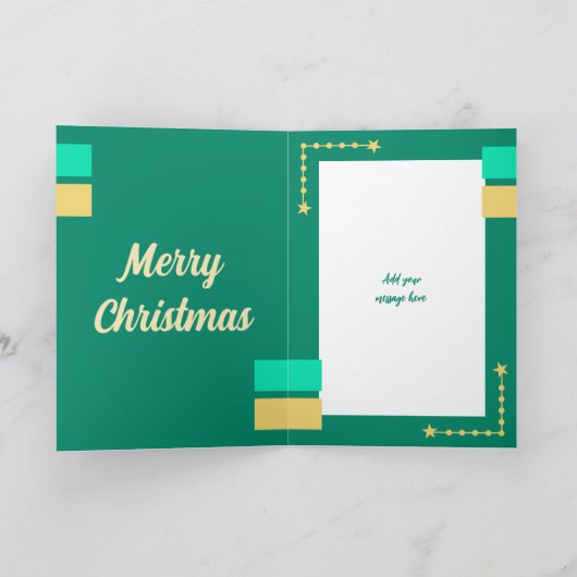 Stars en baubles kerst met goud en groen feestdagen kaart (Binnen)