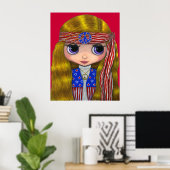 Stars en Stripes 4 juli Hippie Poster (Thuiskantoor)