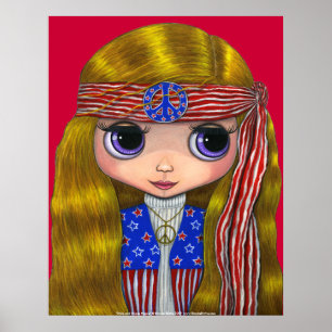 Stars en Stripes 4 juli Hippie Poster