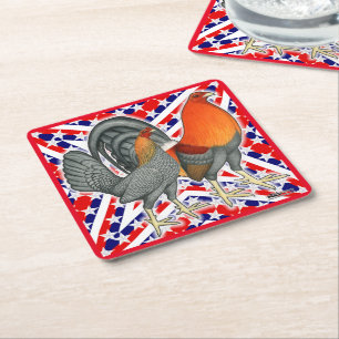 Stars en Stripes Gamefowl Vierkante Kartonnen Onderzetter