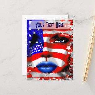 Stars en Stripes Girl's portretgordel Buckles Feestdagenkaart