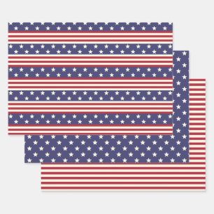 Stars en Stripes Patriottic American Flag Verenigd Inpakpapier Vel