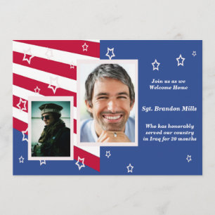 Stars en Stripes Photo Patriottic Party Invitation Kaart