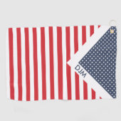 Stars en Stripes Red White en Blue Monogramed Golfhanddoek (Horizontaal)