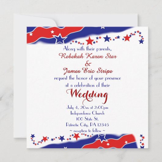 Stars en Stripes Wedding Kaart (Voorkant)