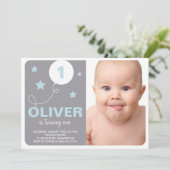 Stars et ballon photo Anniversaire Fête Invitation (Debout devant)