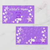 Stars et bulles Carte d'appel pour enfants (Devant / Derrière)