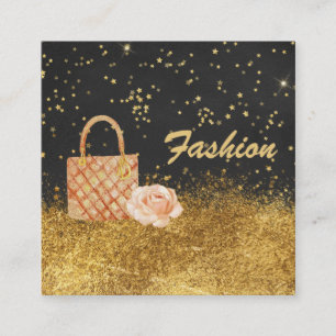 *~* Stars Gold Glitter BAG ROOS MODE Vierkante Visitekaartje