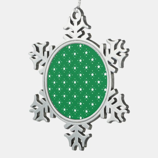 Stars Green Christmas Background Tin Sneeuwvlok Ornament (Rechts)