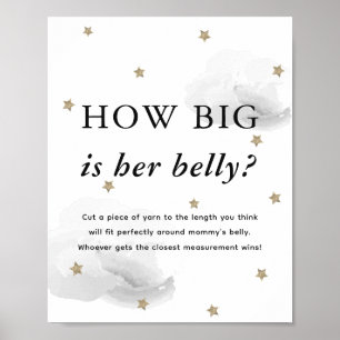 Stars & Grey Clouds Baby shower Hoe groot Haar Bui Poster