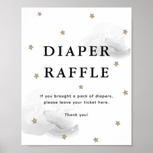 Stars & Grey Clouds Baby shower Luier Raffle Poster