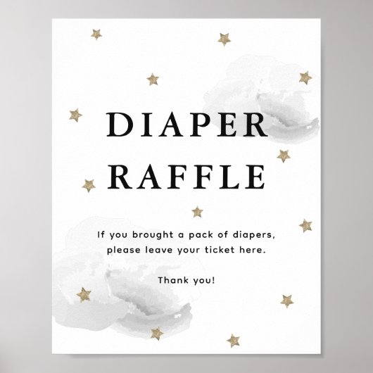 Stars & Grey Clouds Baby shower Luier Raffle Poster (Voorkant)