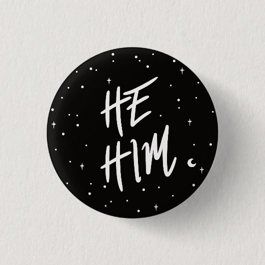 Stars He/Him Pronouns Ronde Button 3,2 Cm (Voorkant)