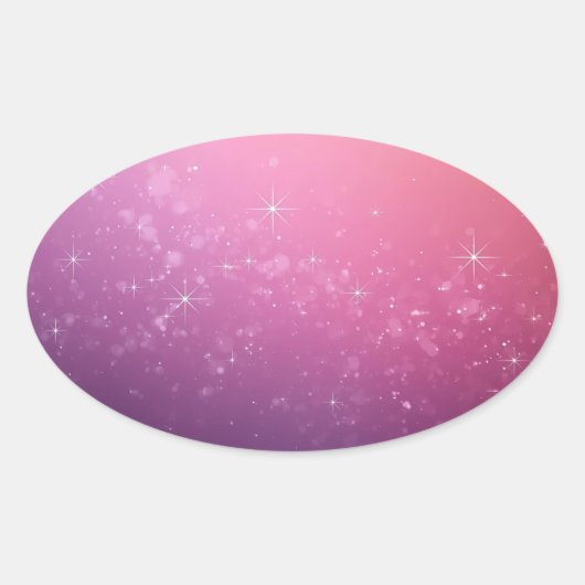 Stars In Pink Space Ovale Sticker (Voorkant)
