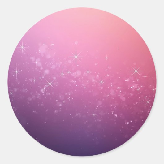 Stars In Pink Space Ronde Sticker (Voorkant)