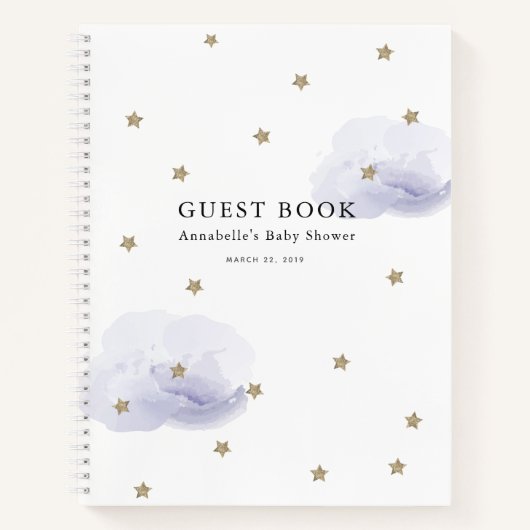 Stars & Lavender Clouds Baby shower Guest Book Notitieboek (Voorkant)