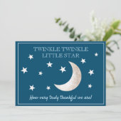 Stars Lune Bleu Marine Baby shower blanc Merci (Debout devant)