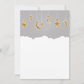 Stars Lune et nuages Baby shower Gris Invitations (Dos)
