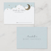 Stars Lune & Nuages Blue Baby shower Cartes de con (Devant / Derrière)