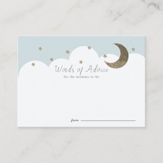 Stars Lune & Nuages Blue Baby shower Cartes de con (Devant)