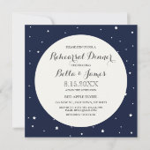 Stars Midnight Blue Moon Rehearsal Dinner Invite Kaart (Voorkant)