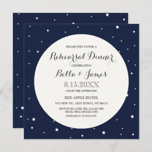 Stars Midnight Blue Moon Rehearsal Dinner Invite Kaart