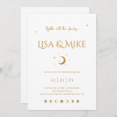 Stars & Mon Minimal Celestial Invitation Kaart (Voorkant / Achterkant)