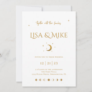 Stars & Mon Minimal Celestial Invitation Kaart