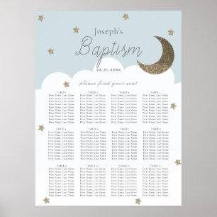 Stars & Moon Baby Blue Boy Baptism Separatieschema Poster