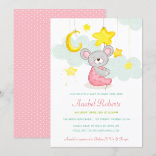 Stars Moon Baby shower Invitation Kaart