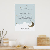 Stars & Moon Blue Boy Christening Affiche de bienv (Cuisine)