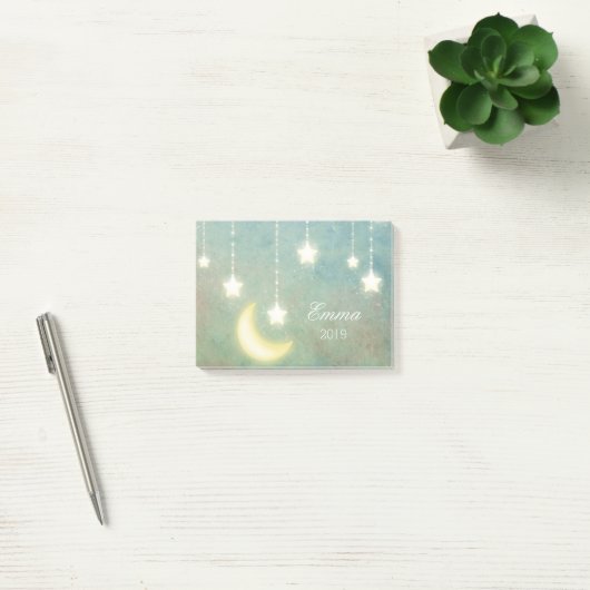 Stars Moon Celestial Shiny Ggloed Lights Post-it® Notes (Kantoor)