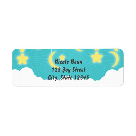 Stars Moon & Clouds Baby shower Adresetiketten Etiket (Voorkant)