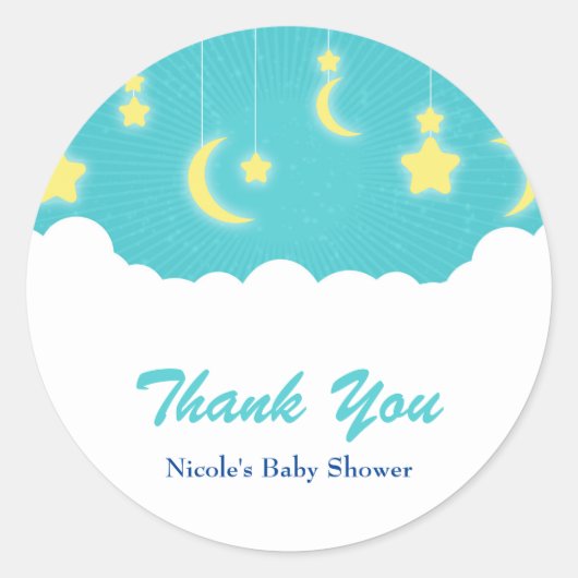 Stars Moon & Clouds Baby shower Favoriser Stickers (Devant)