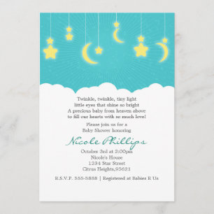 Stars Moon & Clouds Baby Shower Invitations Kaart
