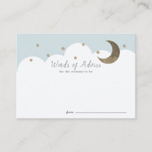 Stars Moon & Clouds Blue Baby shower Advice Kaarte Informatiekaartje
