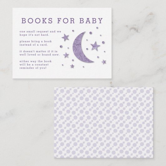 Stars Moon Lavender Baby shower Book Request Card Informatiekaartje (Voorkant / Achterkant)