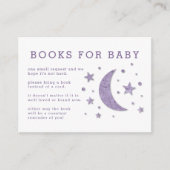 Stars Moon Lavender Baby shower Book Request Card Informatiekaartje (Voorkant)