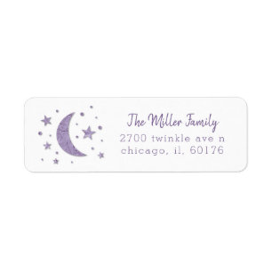 Stars Moon Lavender Baby shower Etiket
