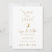 Stars & Moon Minimal Celestial Save the Date Kaart (Voorkant)