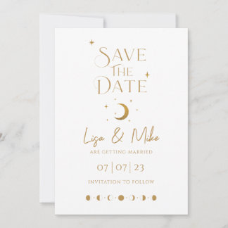 Stars & Moon Minimal Celestial Save the Date Kaart