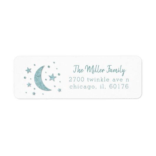 Stars Moon Mint Baby shower Etiket (Voorkant)