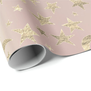Stars Moon Skinny Blush Gold Metal Sky Champaign Cadeaupapier