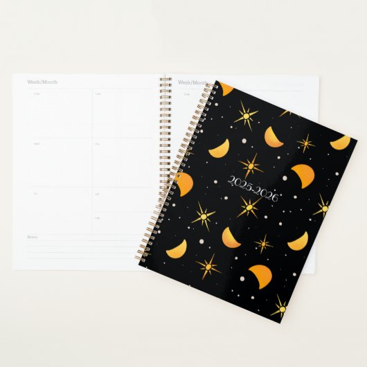 Stars & Moons Black Noir aangepaste tekstplanner Planner (Display)