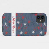 Stars op denim met naamplaat Case-Mate iPhone case (Achterkant (horizontaal))