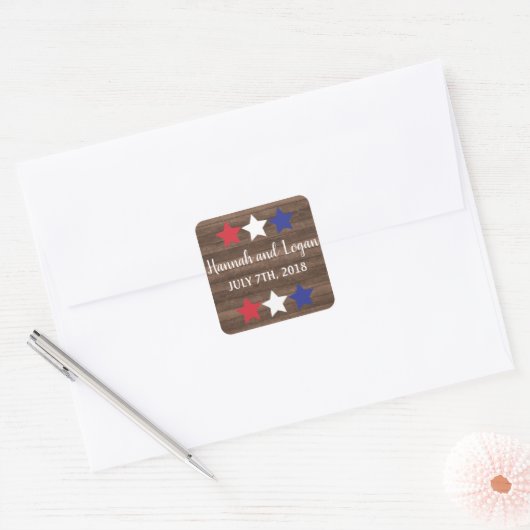 Stars patriotiques Rustique Quart juillet Stickers (Enveloppe)