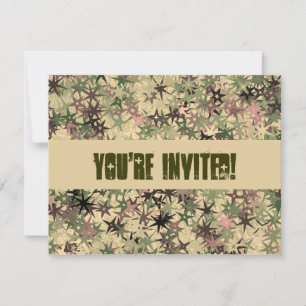 Stars Pattern in Camo Colors - Birthday Party Kaart